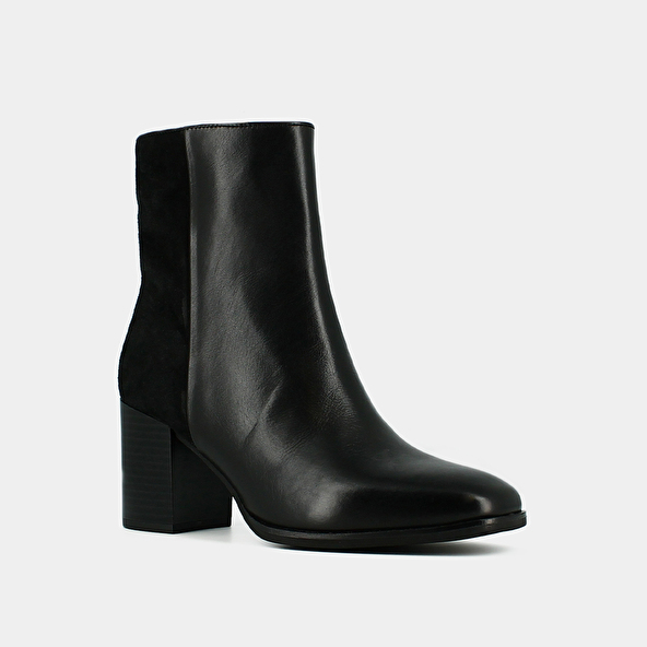 Heeled boots in black leather and velvet | ALBAN