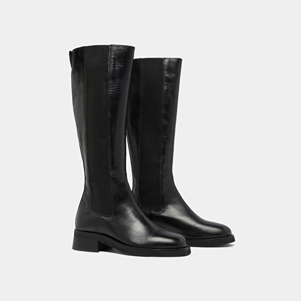 Bottes hautes in black leather | PEGGIE