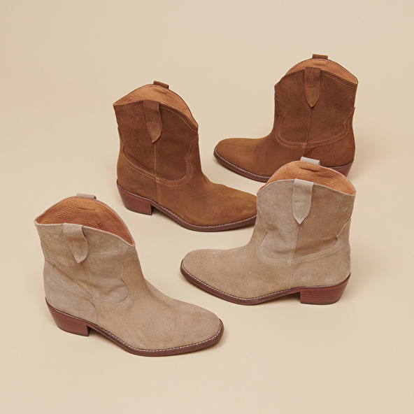 Oval-toe lowboots in cognac suede | MARBELLA