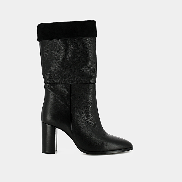 Pointed boots in burgundy leather and velvet | VANNES