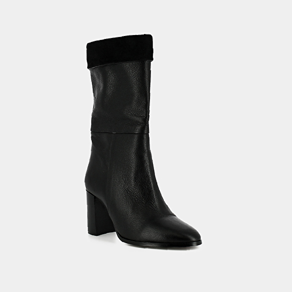 Pointed boots in burgundy leather and velvet | VANNES