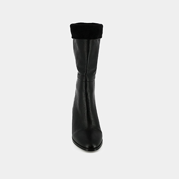 Pointed boots in burgundy leather and velvet | VANNES