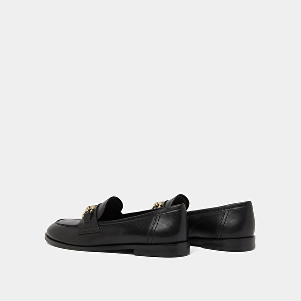 Loafers with gold bits in black leather | DRAGUIGNAN
