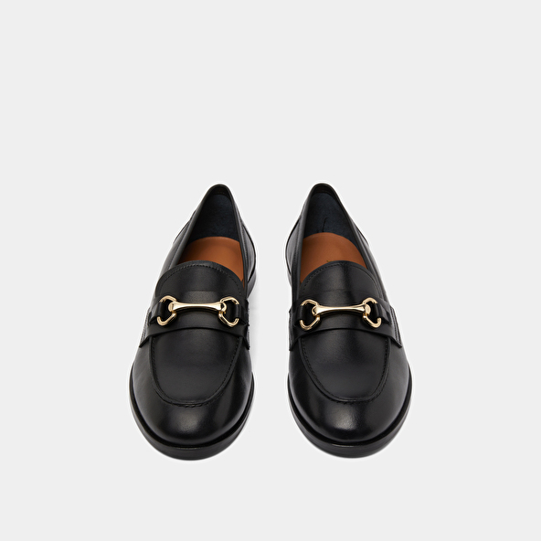 Loafers with gold bits in black leather | DRAGUIGNAN