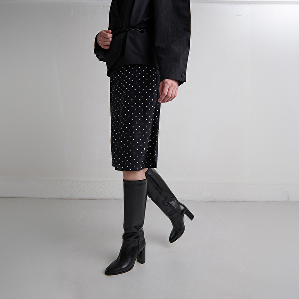 Bottes in black leather and black velvet | VERSAILLES