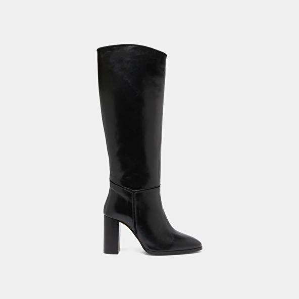 Bottes in black leather and black velvet | VERSAILLES