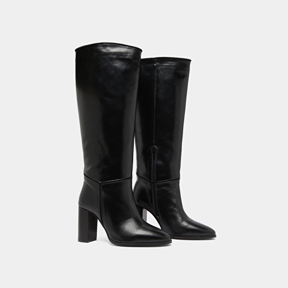 Bottes in black leather and black velvet | VERSAILLES