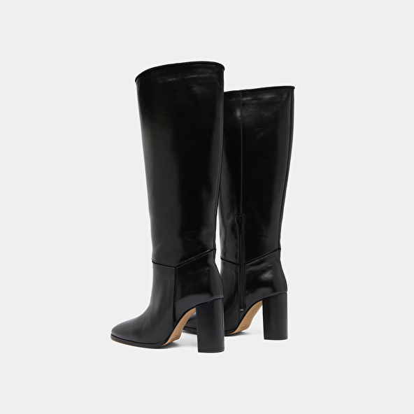 Bottes in black leather and black velvet | VERSAILLES