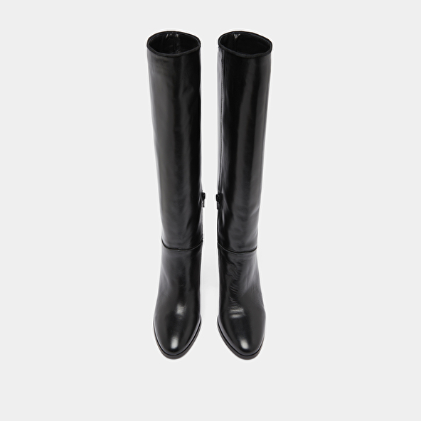 Bottes in black leather and black velvet | VERSAILLES