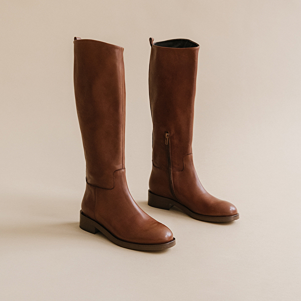 High boots in cognac leather | MACARON