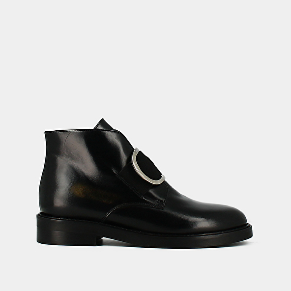 Boots with heels in black leather | DICTEE