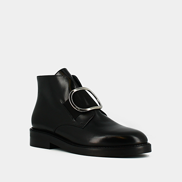 Boots with heels in black leather | DICTEE