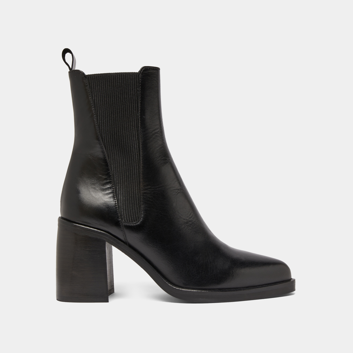 Boots &agrave; talons hauts et &eacute;lastiques in black leather | DISCO