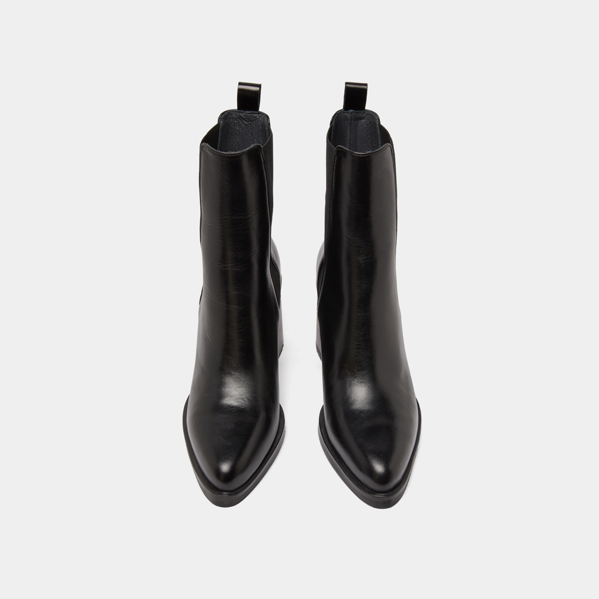 Boots &agrave; talons hauts et &eacute;lastiques in black leather | DISCO