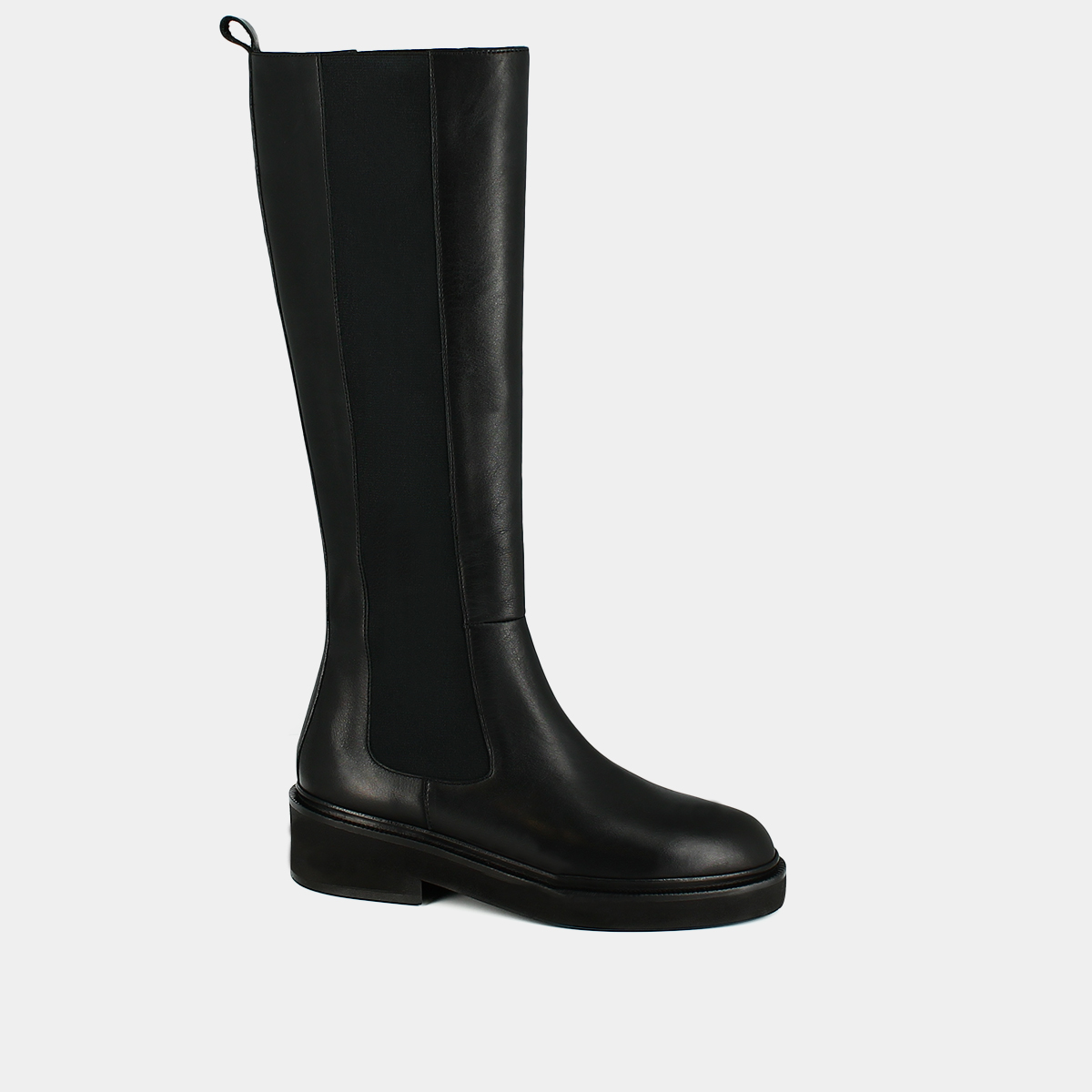 Boots with elastics in black leather | DOLMEN