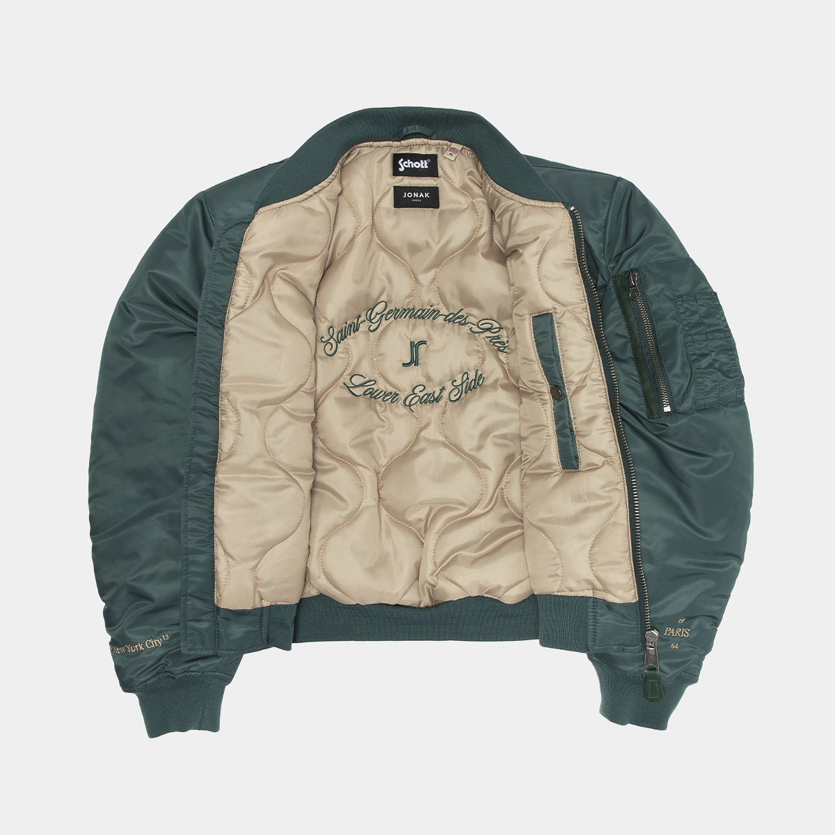 The Jonak Bomber - Jonak x Schott in green nylon | THE