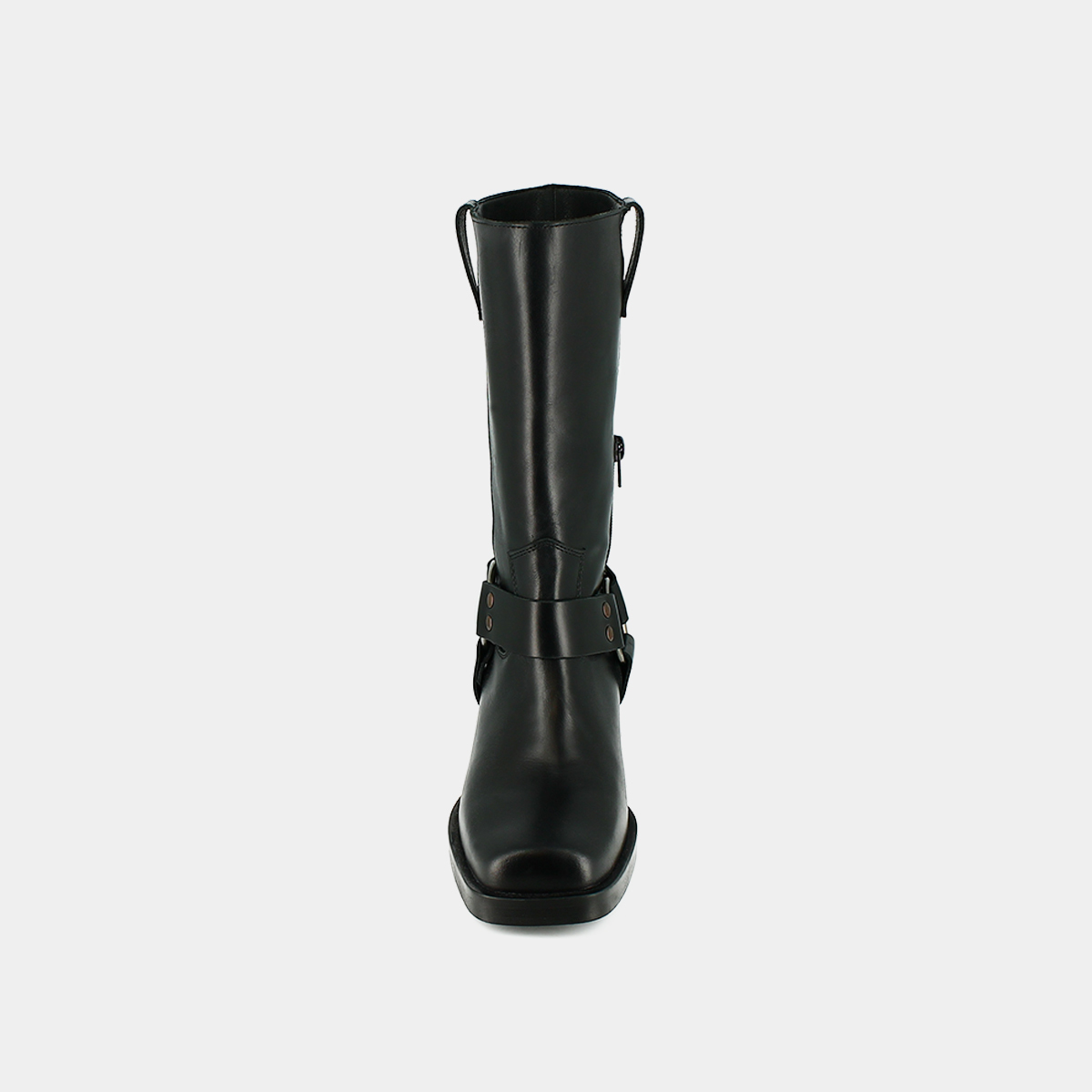 Boots with buckles in black greased leather | BUFFALO