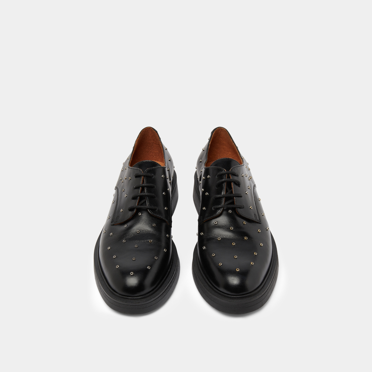 Derbies with silver details in black leather | ABEILLE