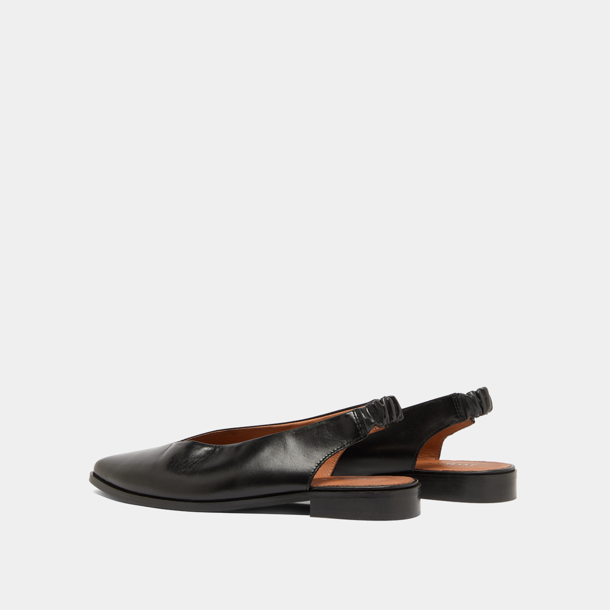 Ballet flats with open backs in black leather | ACAJOU