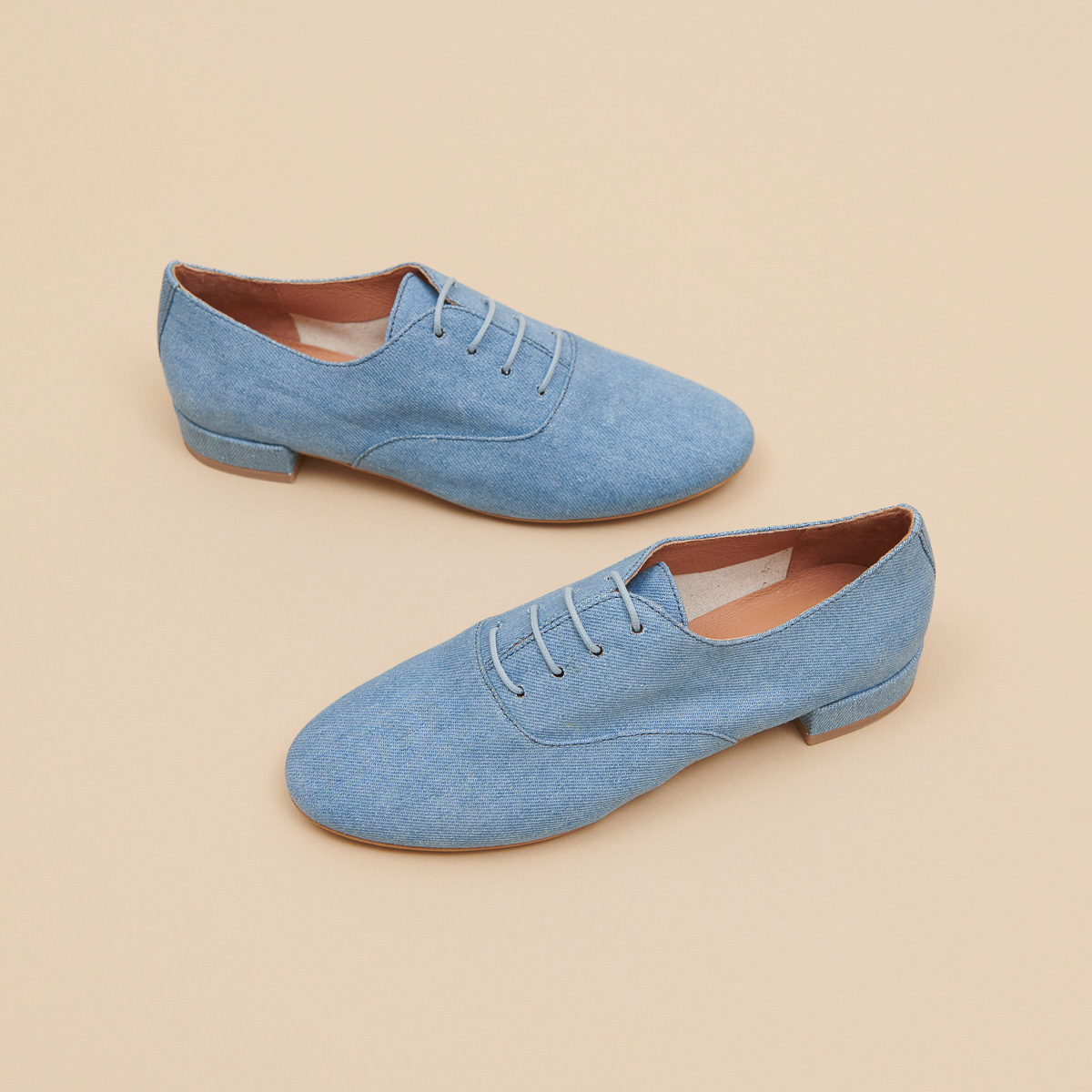 Flat-heeled richelieus in blue denim | ADENISE