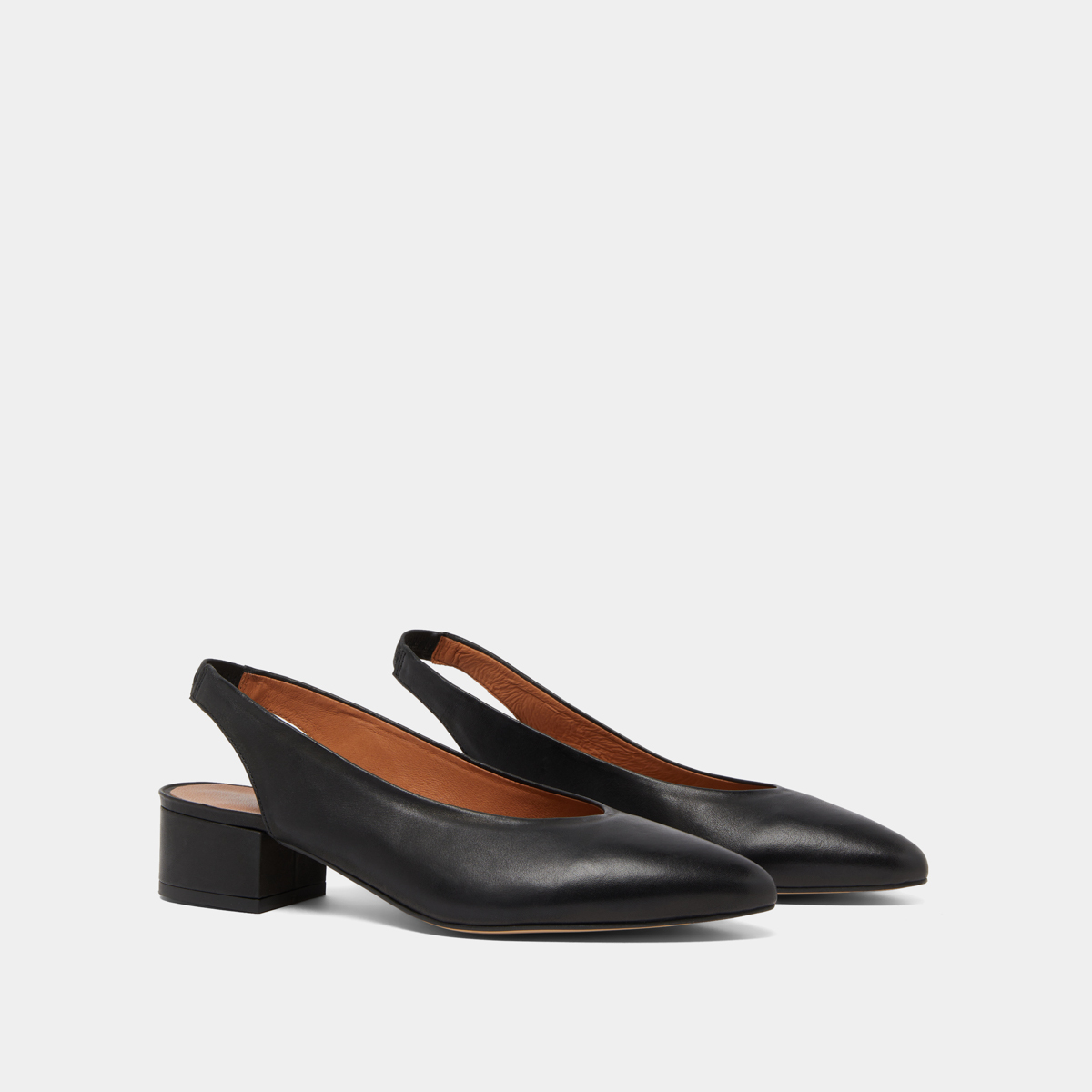 Ballet flats with open backs in black leather | VINCE