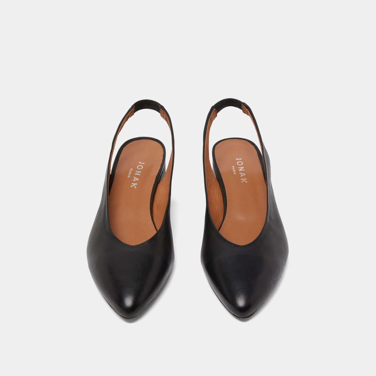 Ballet flats with open backs in black leather | VINCE