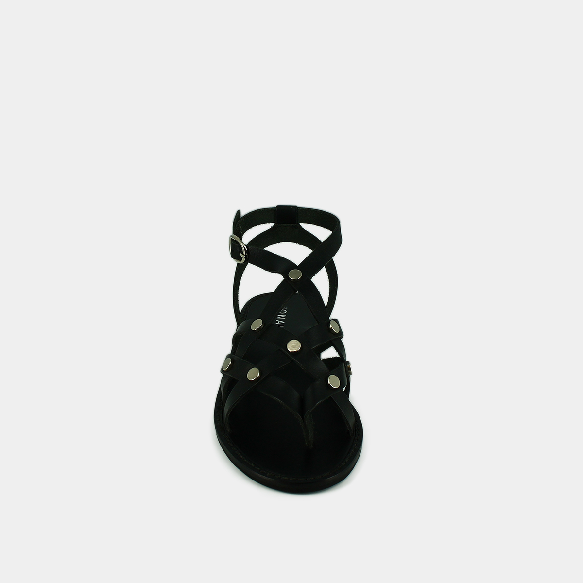 Plagettes with buckles and multiple straps in black leather | WULIA