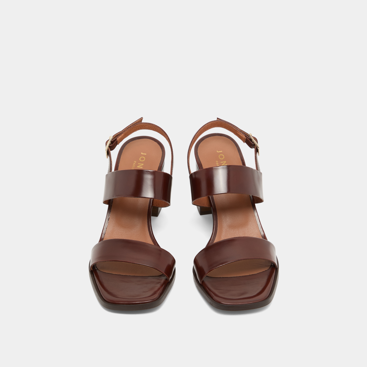 Heeled sandals in cognac glazed leather | VALMONT
