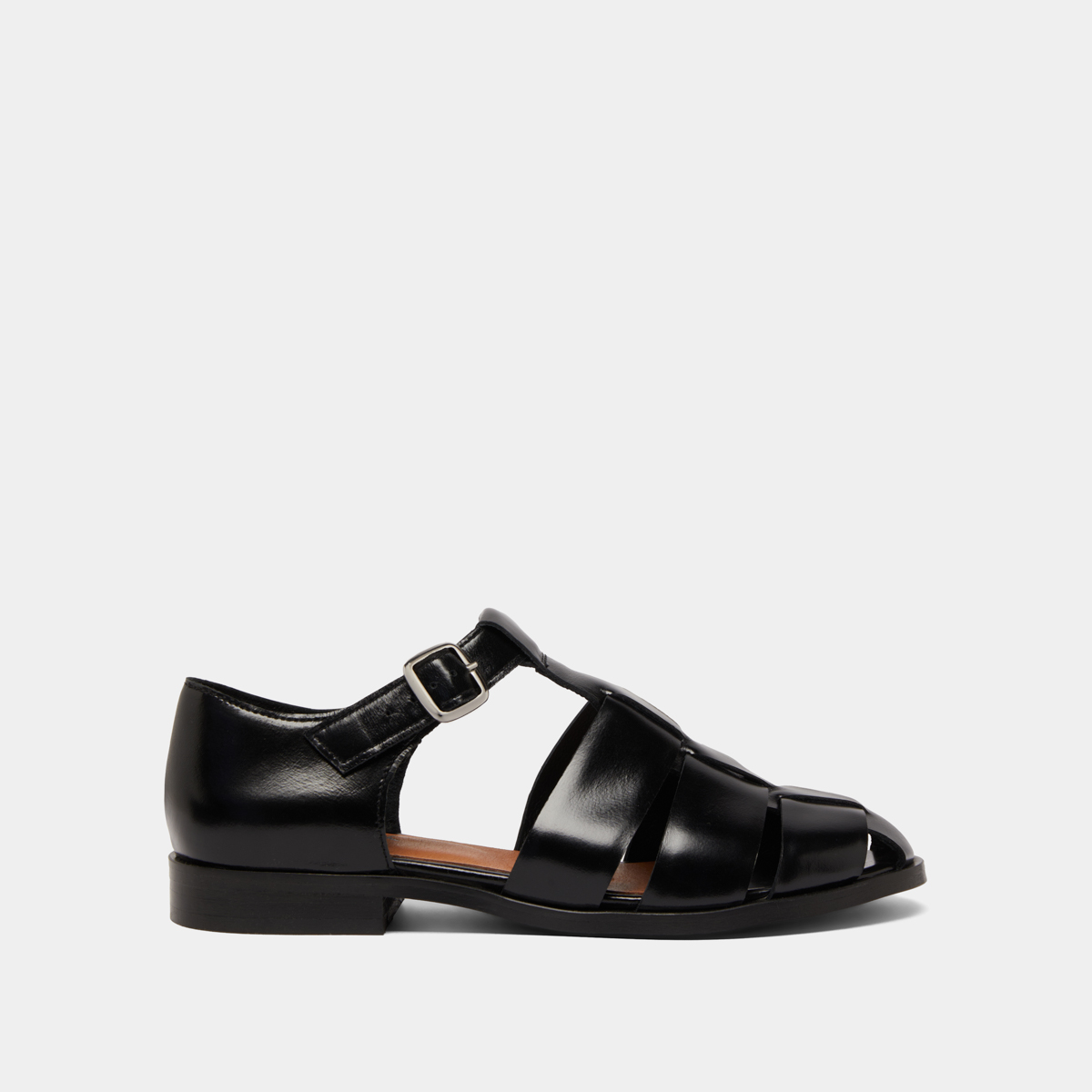 Sandals in black leather | AGOSTA