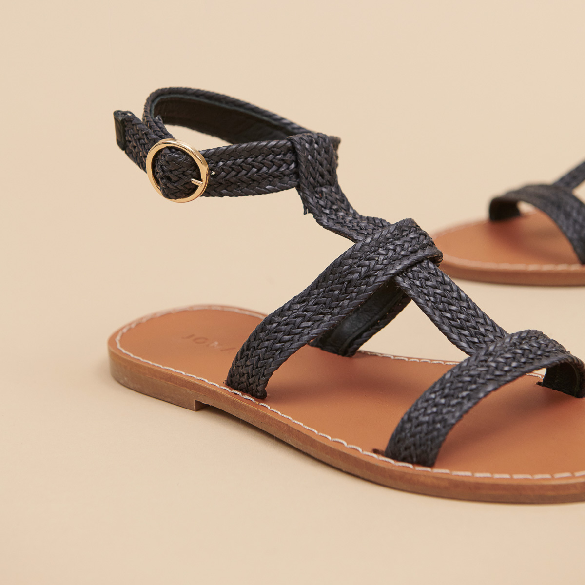 Plagettes with straps in dark textile rope | LOGAN