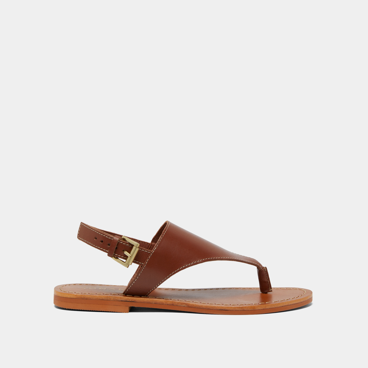 Plagettes with rear straps in cognac leather | WADE