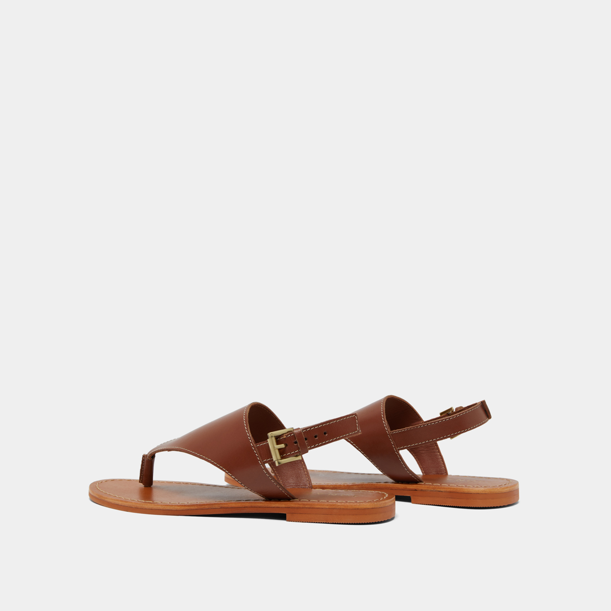 Plagettes with rear straps in cognac leather | WADE