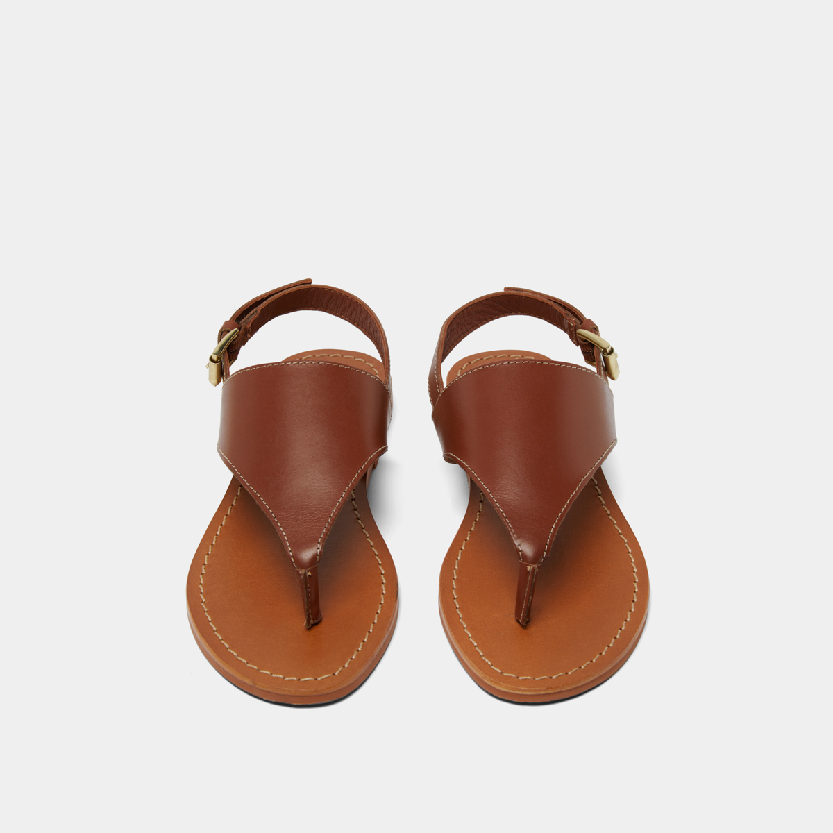 Plagettes with rear straps in cognac leather | WADE