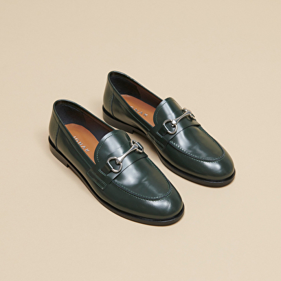 Loafers with silver bits green