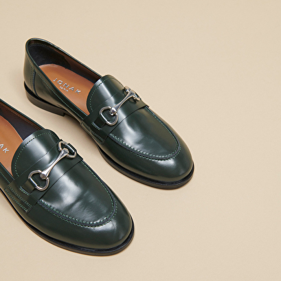 Loafers with silver bits green