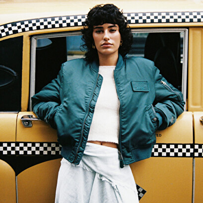 The jonak bomber - jonak x schott in green nylon | the