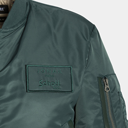 The jonak bomber - jonak x schott in green nylon | the
