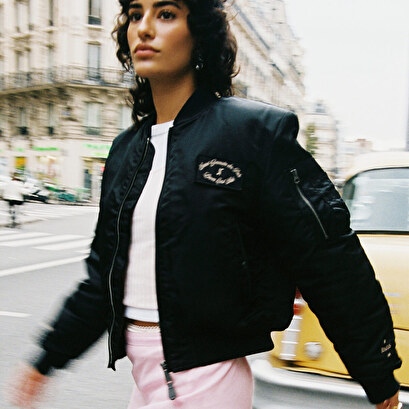 The jonak bomber - jonak x schott in black nylon | the