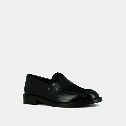 Mocassins college &agrave; bouts ronds - Jonak in black glazed leather | DISTRICT