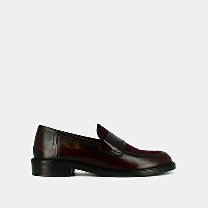 Mocassins college &agrave; bouts ronds - Jonak in burgundy glazed leather | DISTRICT