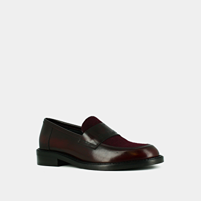 Mocassins college &agrave; bouts ronds - Jonak in burgundy glazed leather | DISTRICT