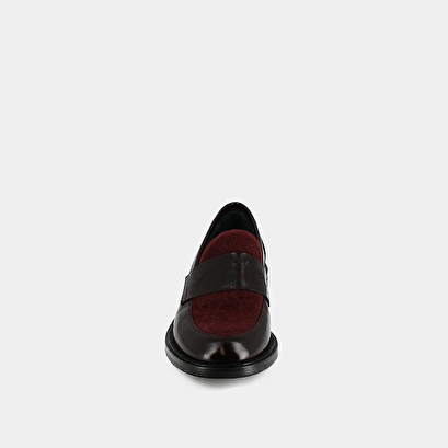 Mocassins college &agrave; bouts ronds - Jonak in burgundy glazed leather | DISTRICT