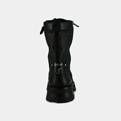 Ranger ankle boots with laces, zips and square toes - jonak x schott in black grained leather | broadway