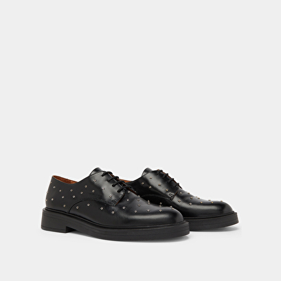 Derbies with silver details in black leather | abeille