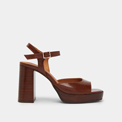 High-heeled sandals and platforms in brown leather | BAMBA