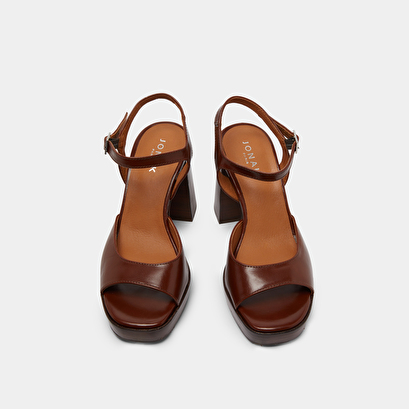 High-heeled sandals and platforms in brown leather | BAMBA