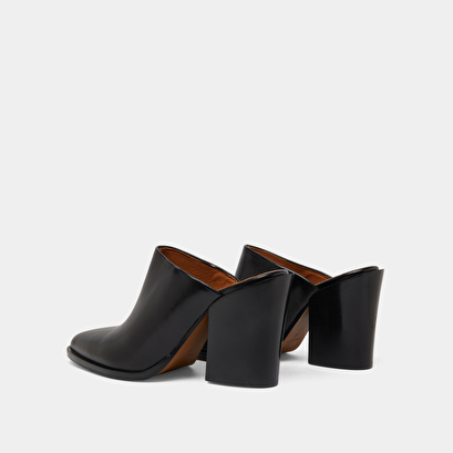 Mules with high heels in black leather | BLISS