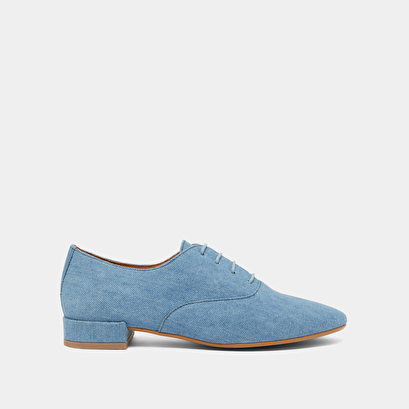Flat-heeled richelieus in blue denim | adenise