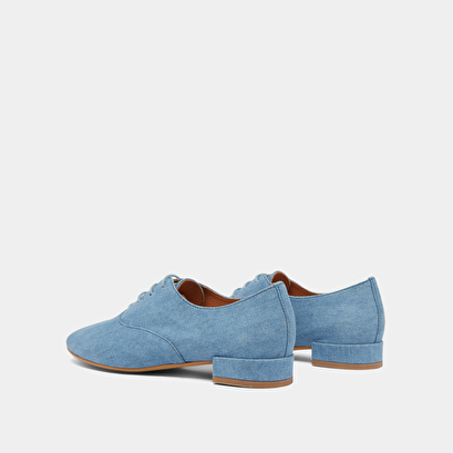 Flat-heeled richelieus in blue denim | adenise