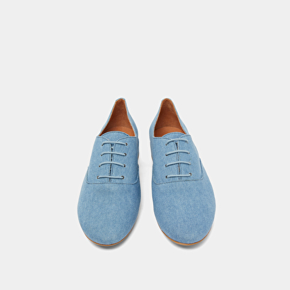 Flat-heeled richelieus in blue denim | adenise